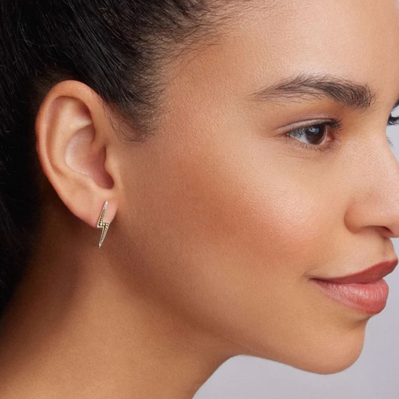 LAGOS Two-Tone Lightning Bolt Earrings - Picture 3 of 5